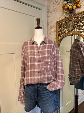Abercrombie & Fitch Mauve Pink Flannel Shirt Size L Lumberjack Granola